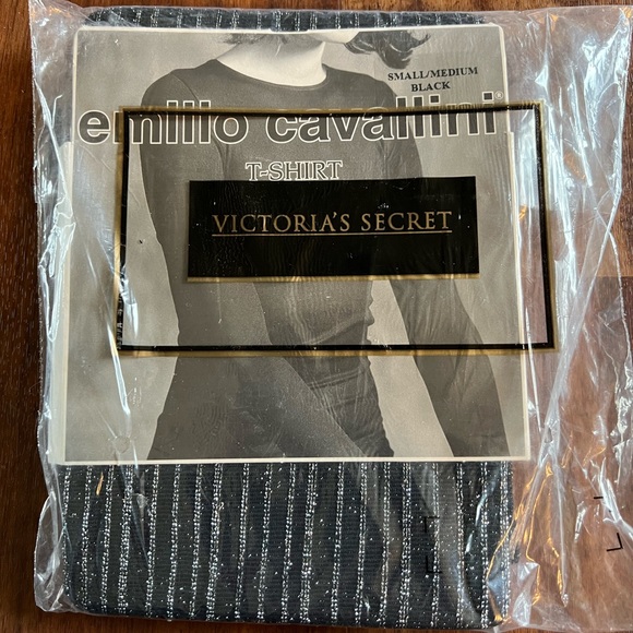 Emilio Cavallini Black Striped T-Shirt Small Medium Vintage Victoria’s Secret - Picture 1 of 6